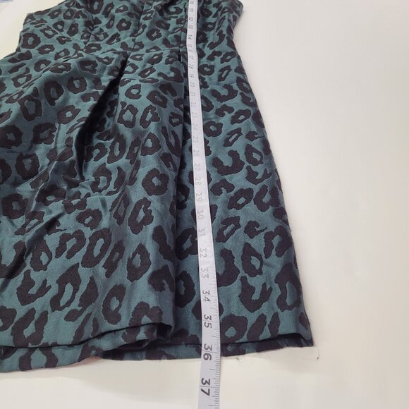 LOFT Dress Womens 4 Green‎ Black Sleeveless Jacquard Animal Print Fit Flare New - Picture 12 of 13
